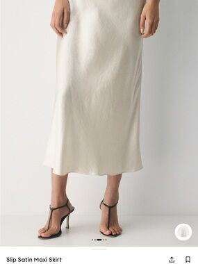Babaton Satin Slip Maxi Skirt — matte pearl